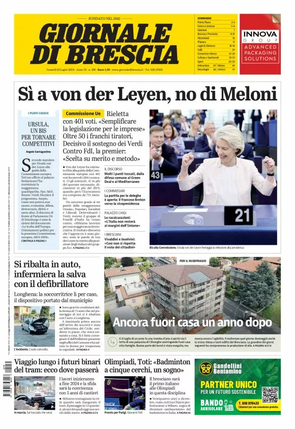 Prima-pagina-giornale di brescia-oggi-edizione-del-2024-07-19